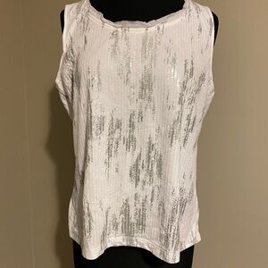 Chicos white sequined top size 2 = 12 L